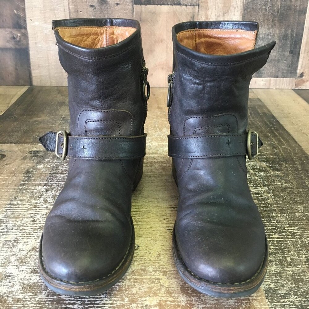 Fiorentini Baker Brown Side Zip Buckle Ankle Boots Womens EUR 35.5 US 5.5 - Picture 7 of 12